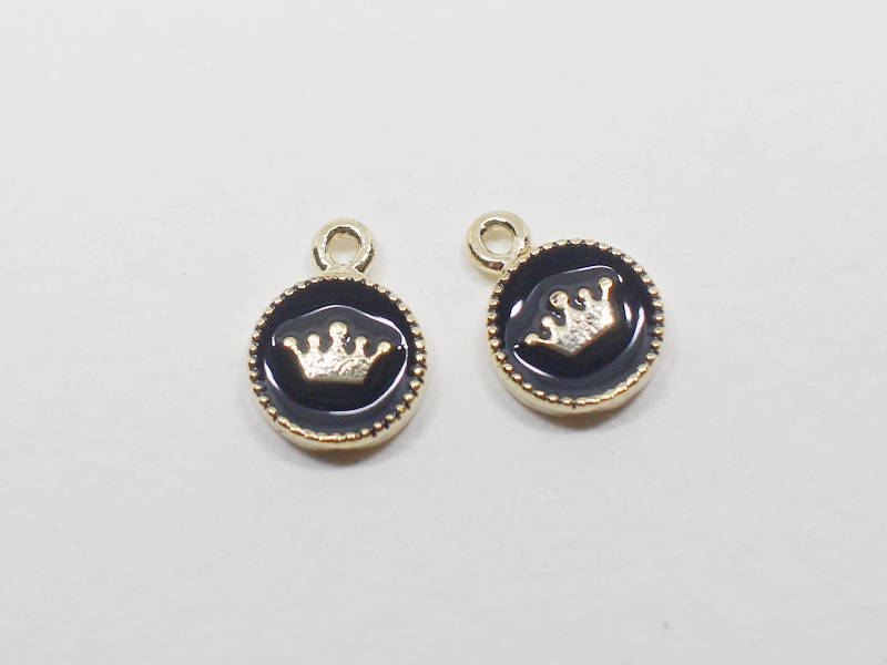 [P0659]2pcs/Mini Crown Epoxy Pendant/Brass/Gold/6X8mm