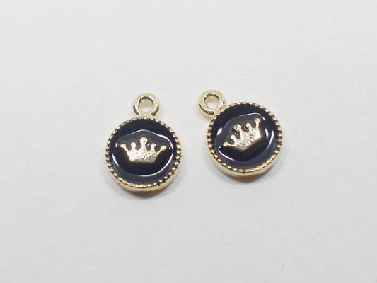 [P0659]2pcs/Mini Crown Epoxy Pendant/Brass/Gold/6X8mm