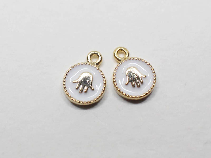 [P0665]2pcs/Mini Hand Print Epoxy Pendant/Brass/Gold/6X8mm