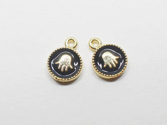 [P0665]2pcs/Mini Hand Print Epoxy Pendant/Brass/Gold/6X8mm