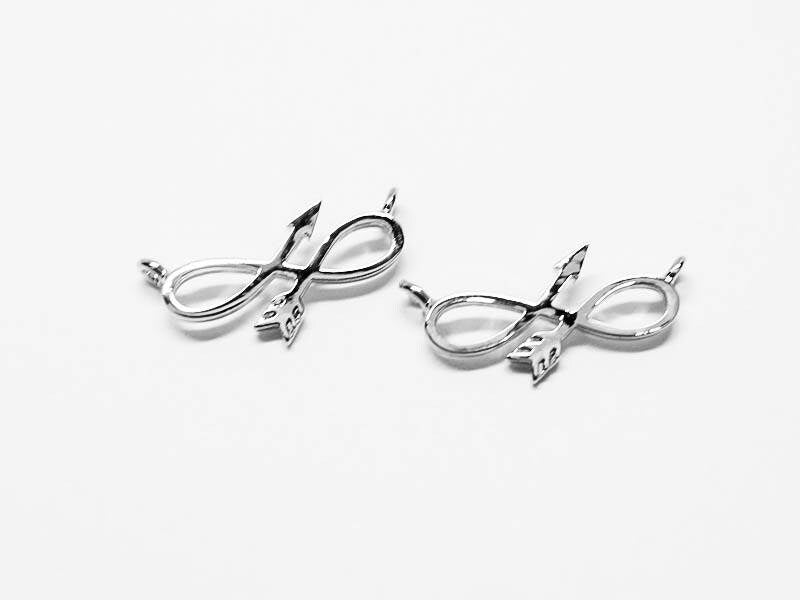 [P0666]2pcs/Infinity Arrow Pendant/Brass/Rhodium/17x8mm