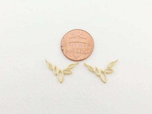 [P0067]2pcs/Leaves Pendant/Brass/Matte Gold/20 x 12mm