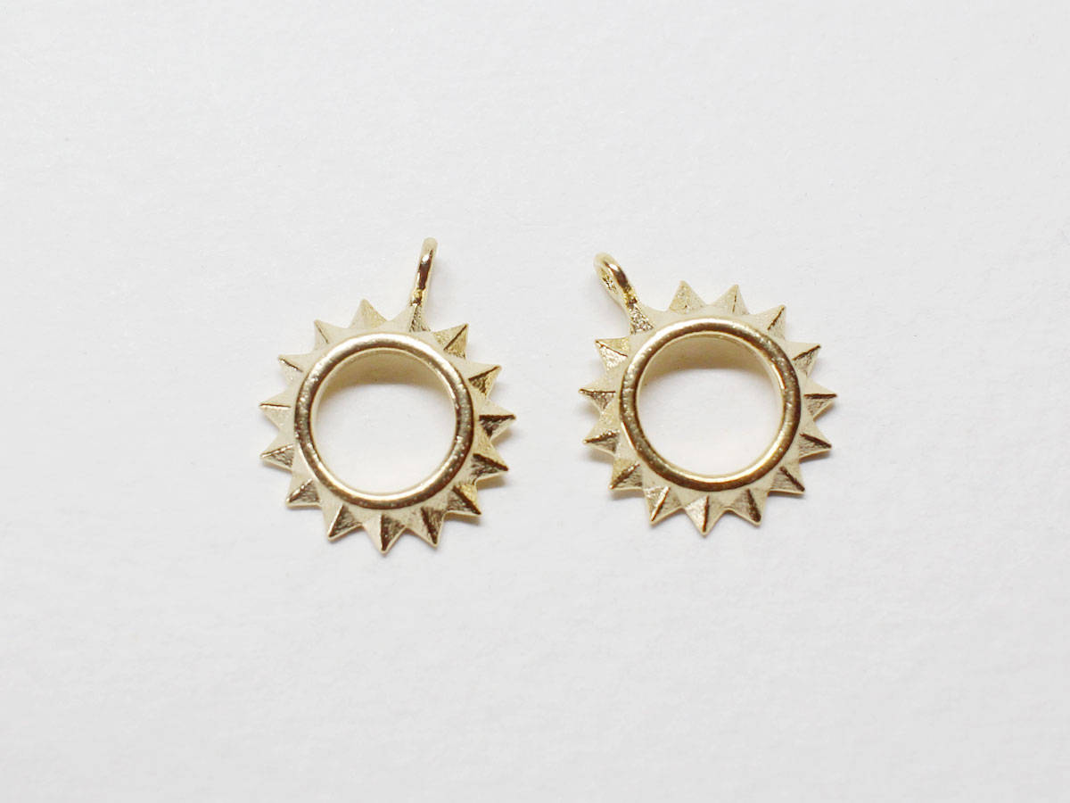 [P0682]2pcs/Sun Pendant/Brass/Matte Gold/13x15.5mm