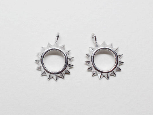 [P0682]2pcs/Sun Pendant/Brass/Matte Rhodium/13x15.5mm