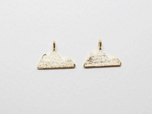 [P0683]2pcs/Brushed Mountain Pendant/Brass/Gold/12x9.5mm