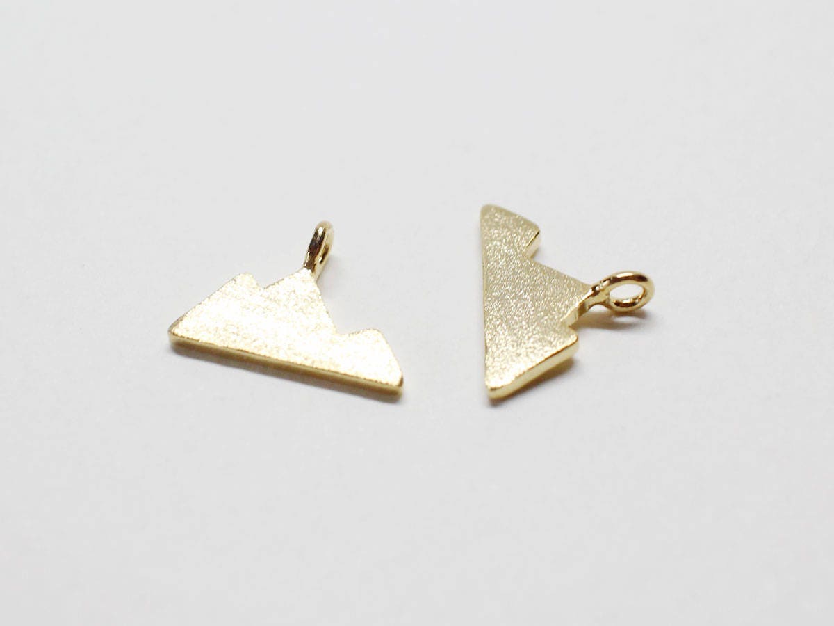 [P0683]2pcs/Brushed Mountain Pendant/Brass/Gold/12x9.5mm