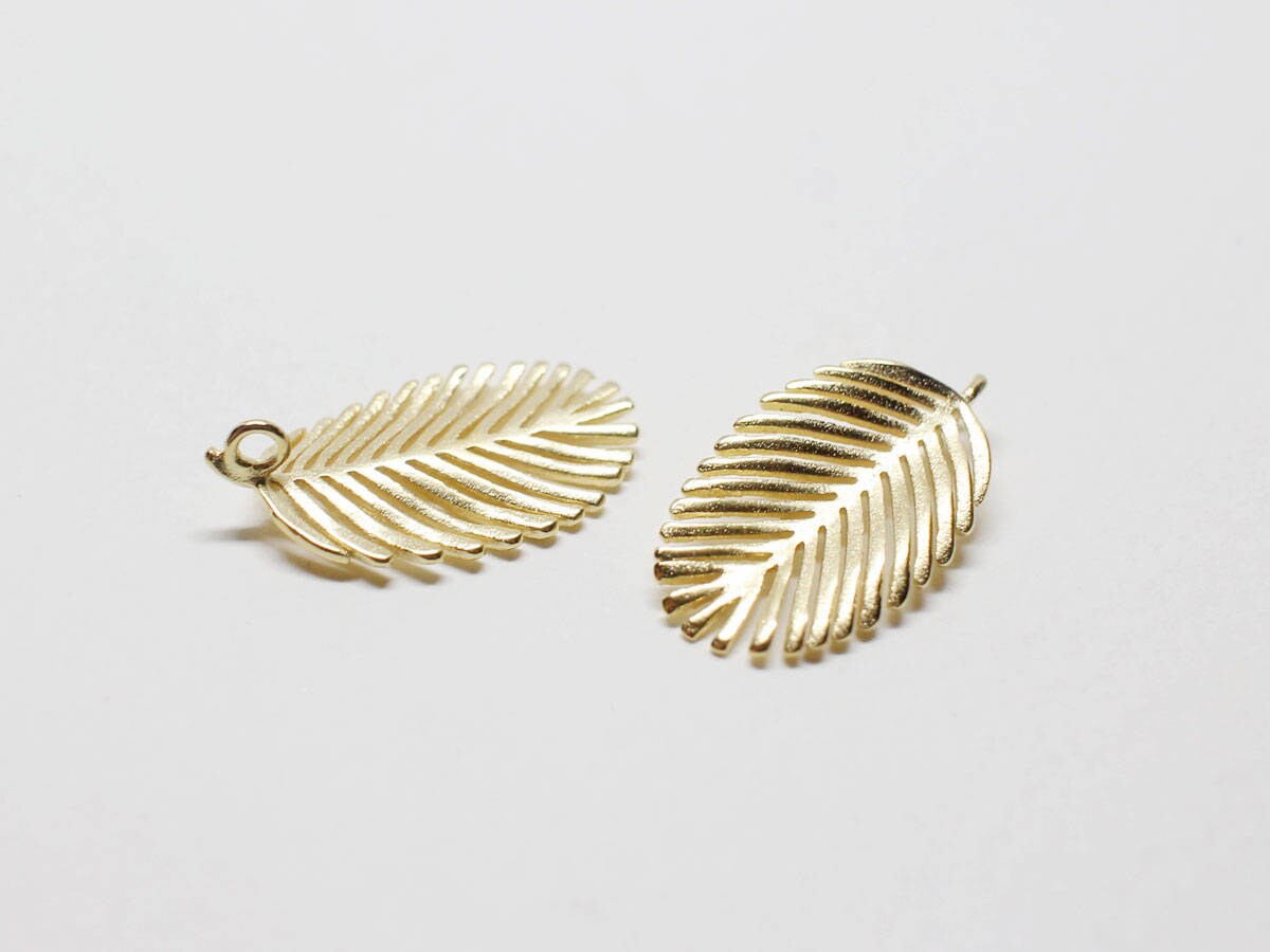 [P0684]2pcs/Areca Pendant/Brass/Matte Gold/11x20mm