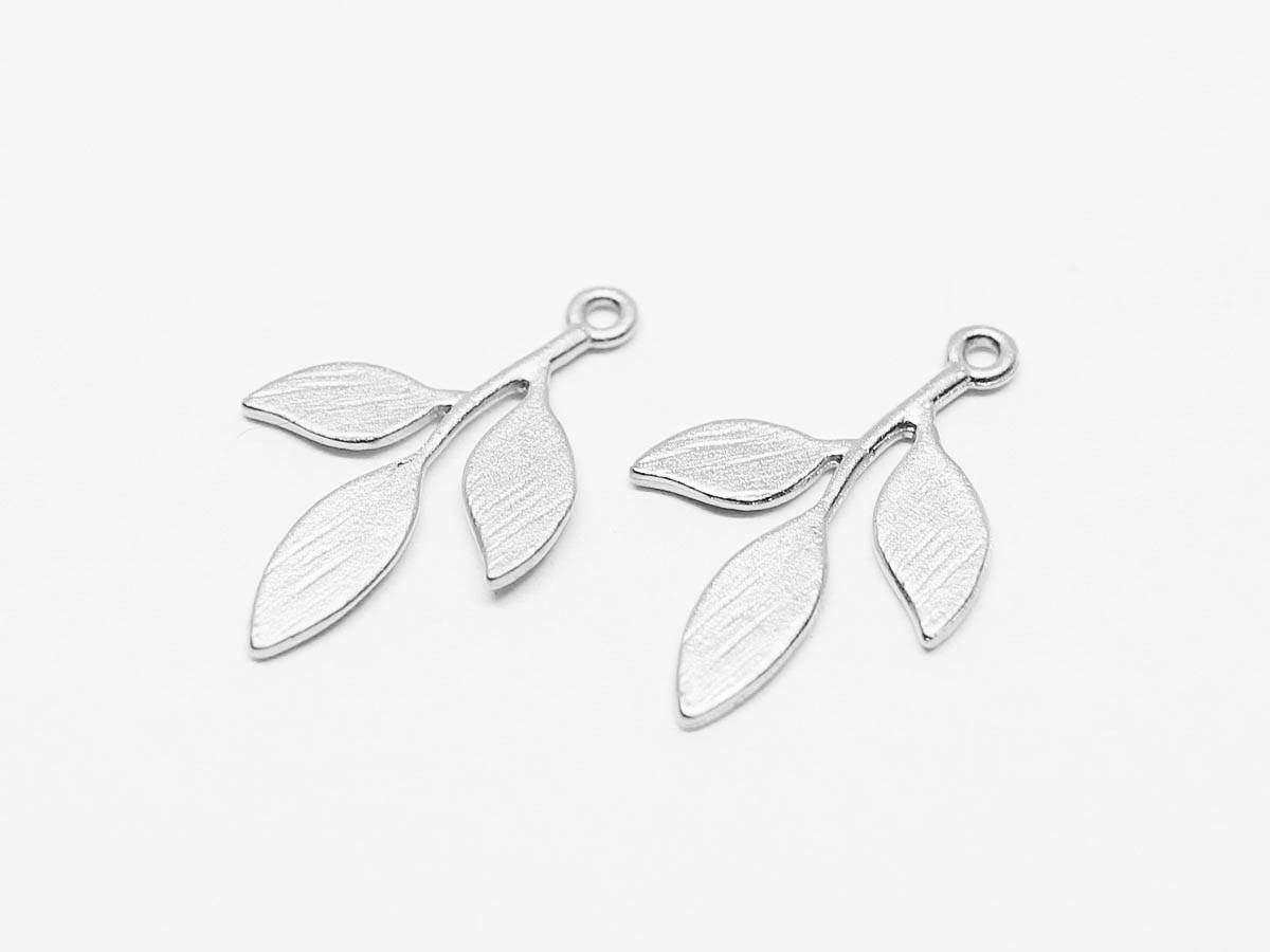 [P0686]4pcs/Six Leaves Pendant/Brass/Matte Rhodium/10x16.5mm