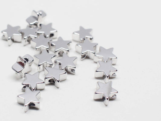 [P0691]4pcs/Mini Star Charm Connector/Brass/Rhodium/6mm