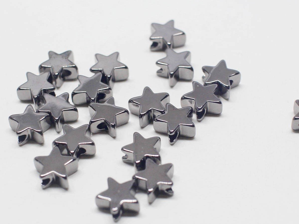 [P0691]4pcs/Mini Star Charm Connector/Brass/Black Nickel/6mm