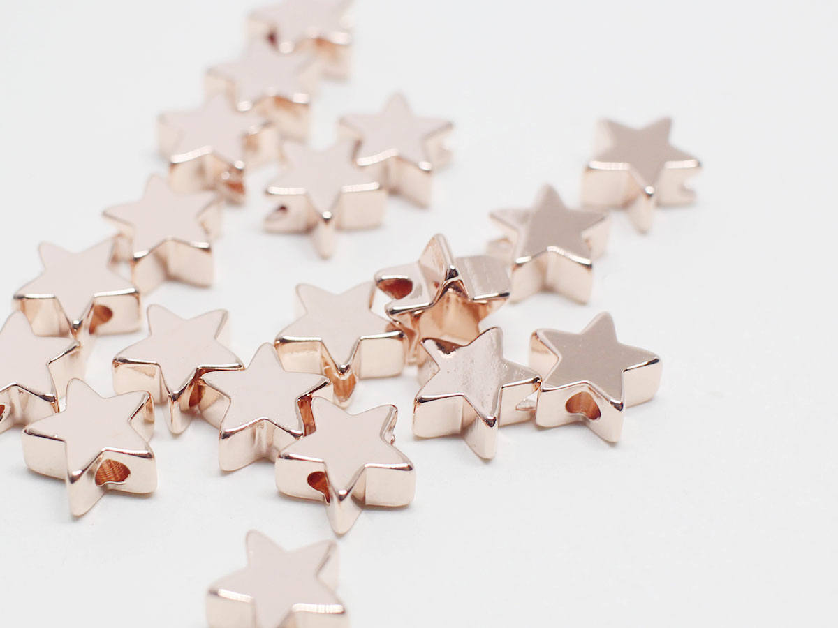 [P0691]4pcs/Mini Star Charm Connector/Brass/Rose Gold/6mm