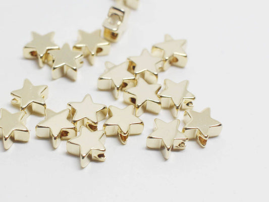 [P0691]4pcs/Mini Star Charm Connector/Brass/Gold/6mm