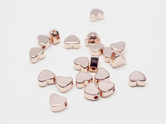 [P0692]4pcs/Mini Heart Charm Connector/Brass/Rose Gold /5x4mm