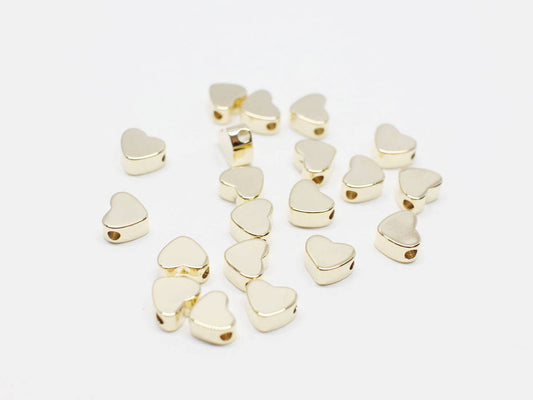 [P0692]4pcs/Mini Heart Charm Connector/Brass/Gold /5x4mm