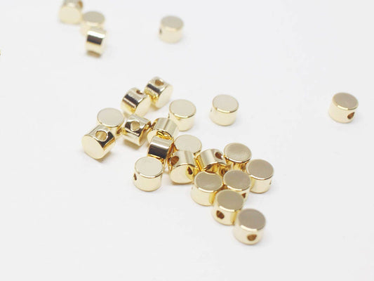 [P0693]4pcs/Mini Circle Charm Connector/Brass/Gold /4mm