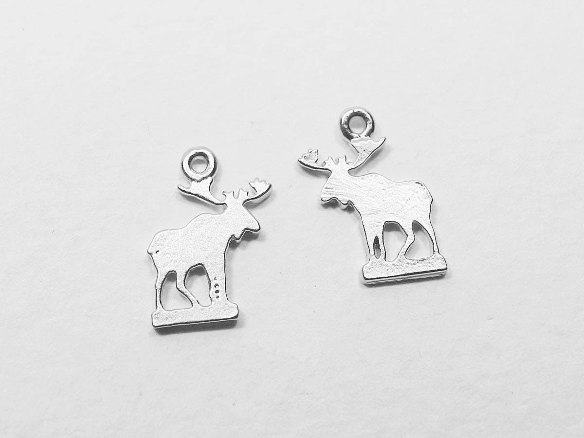 [P0698]2pcs/Christmas Rudolph Pendant/Brass/Matte Rhodium/9x11mm