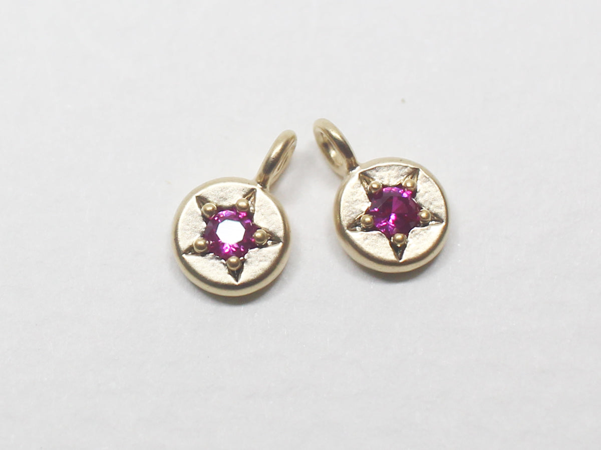 [P0940]2pcs/Mini Star Birthstone Charm/Brass/Matte Gold/4.8mm