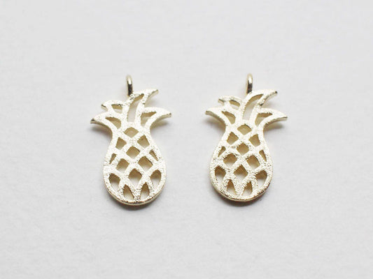 [P0700]2pcs/Pineapple Pendant/Brass/Matte Gold/9x15mm