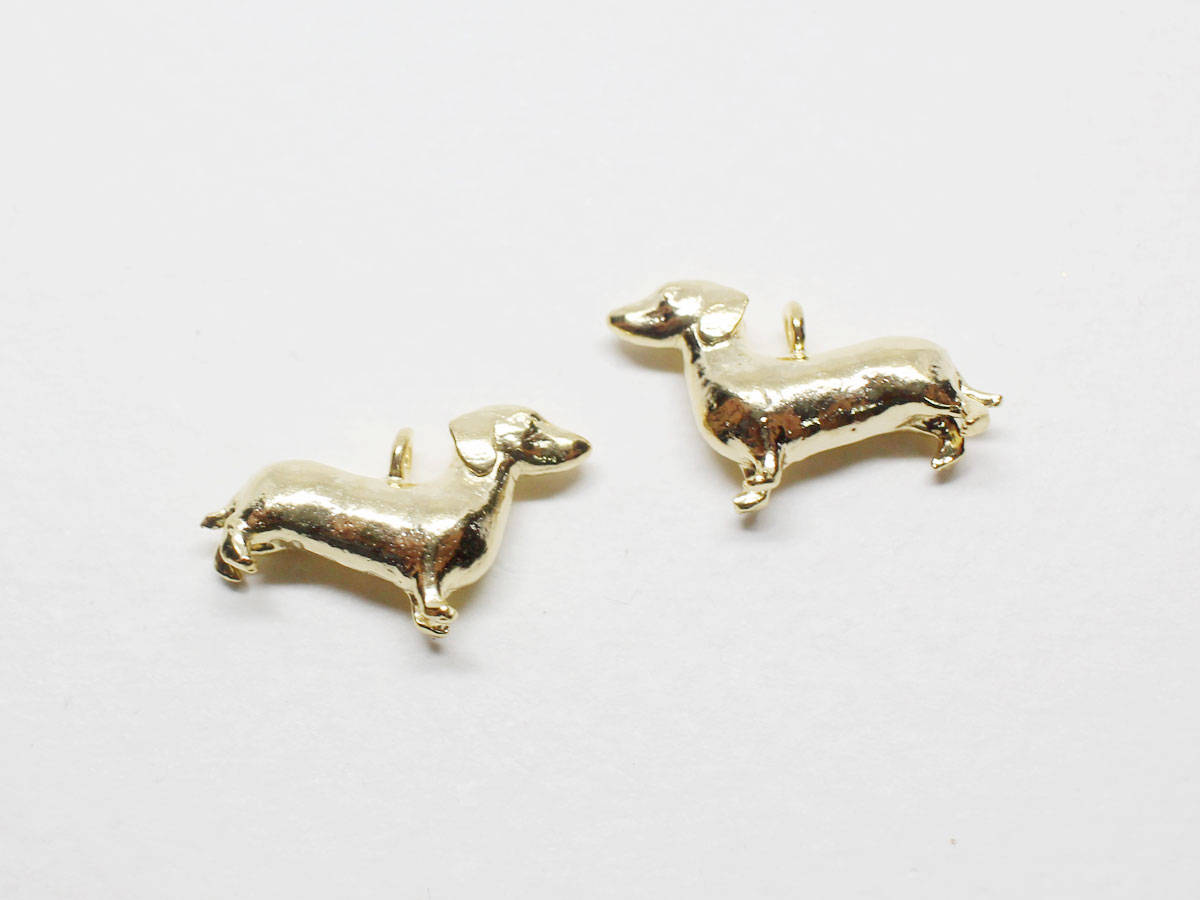 [P0701]2pcs/Dachshund Pendant/Brass/Matte Gold/17x11mm