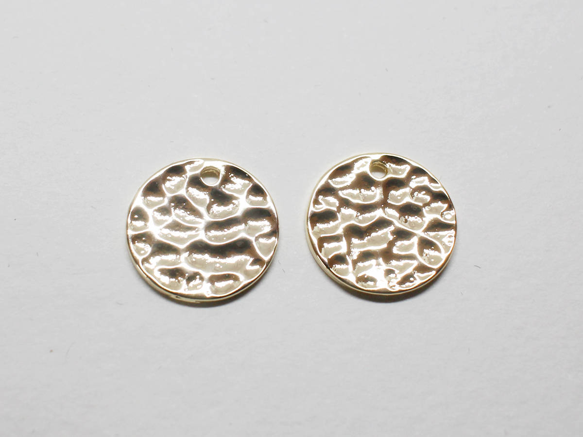 [P0710-1]4pcs/Hammered Circle Pendant/Brass/Gold/15mm