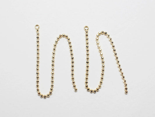 [P0711-3]2pcs/Long Ball Chain Pendant/Brass/Gold/2x100mm