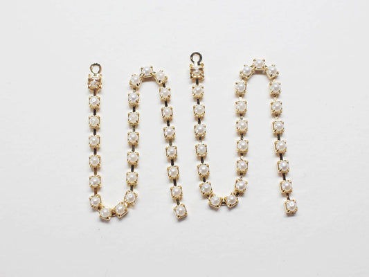 [P0711]2pcs/Long Pearl Chain Pendant/Brass/Gold/2x100mm