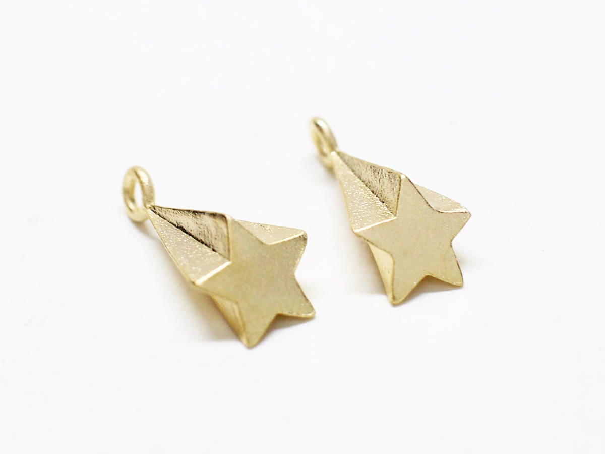 [P0720]2pcs/Star Cone Pendant/Brass/Matte Gold/6.5x13.5mm