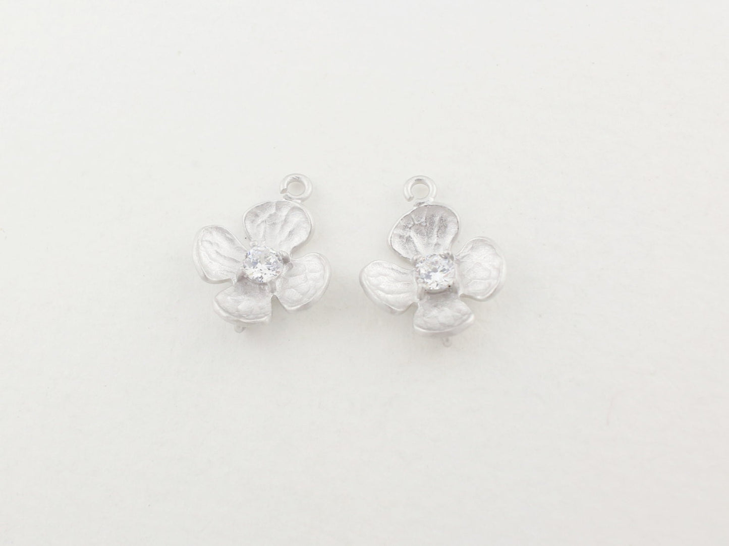 [P0074]2pcs/Cubic Flower bud pendant/Brass/Matte Rhodium/11mm