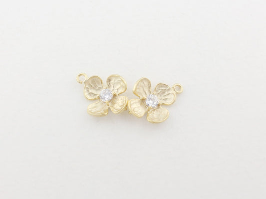 [P0074]2pcs/Cubic Flower bud pendant/Brass/Matte Gold/11mm