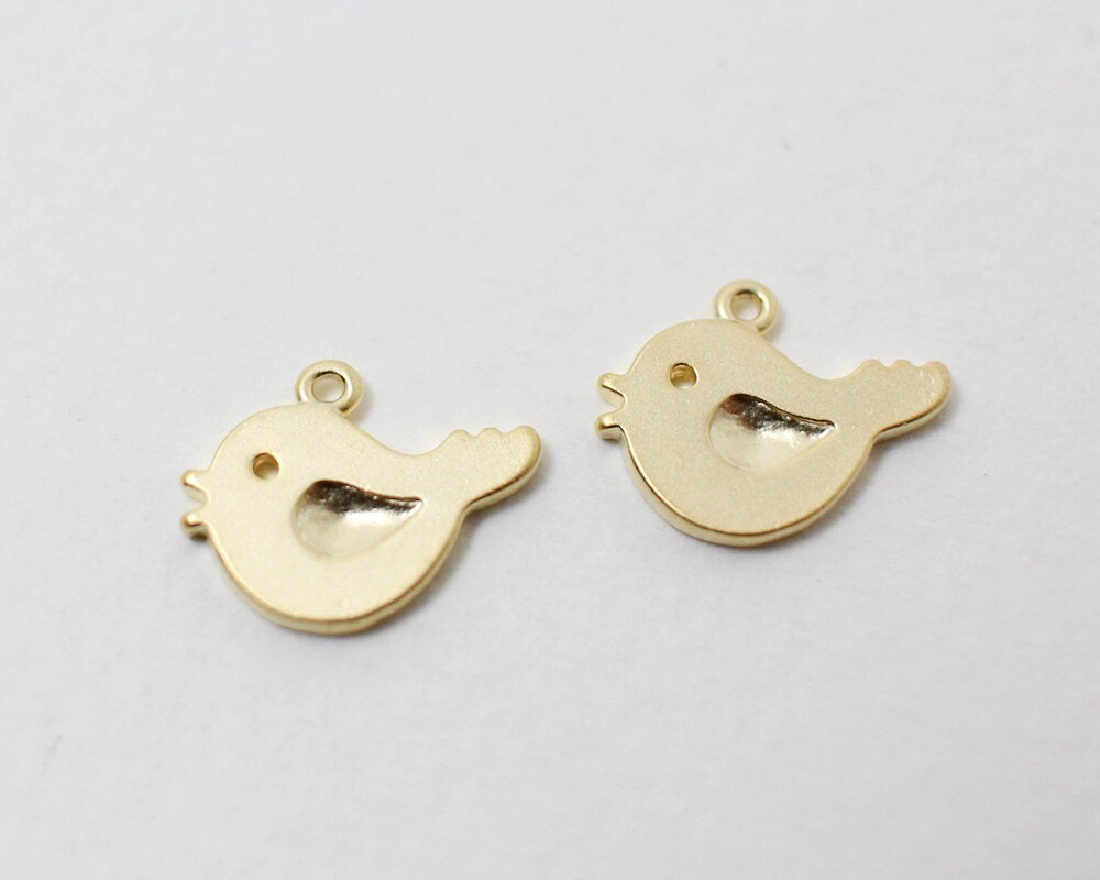 [P0075]2pcs/Bird pendant/Brass/Matte Gold/12 x 9 mm