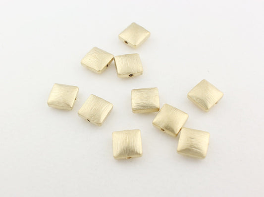 [P0078]4pcs/Textured Square Connector/Brass/Matte Gold/7mm