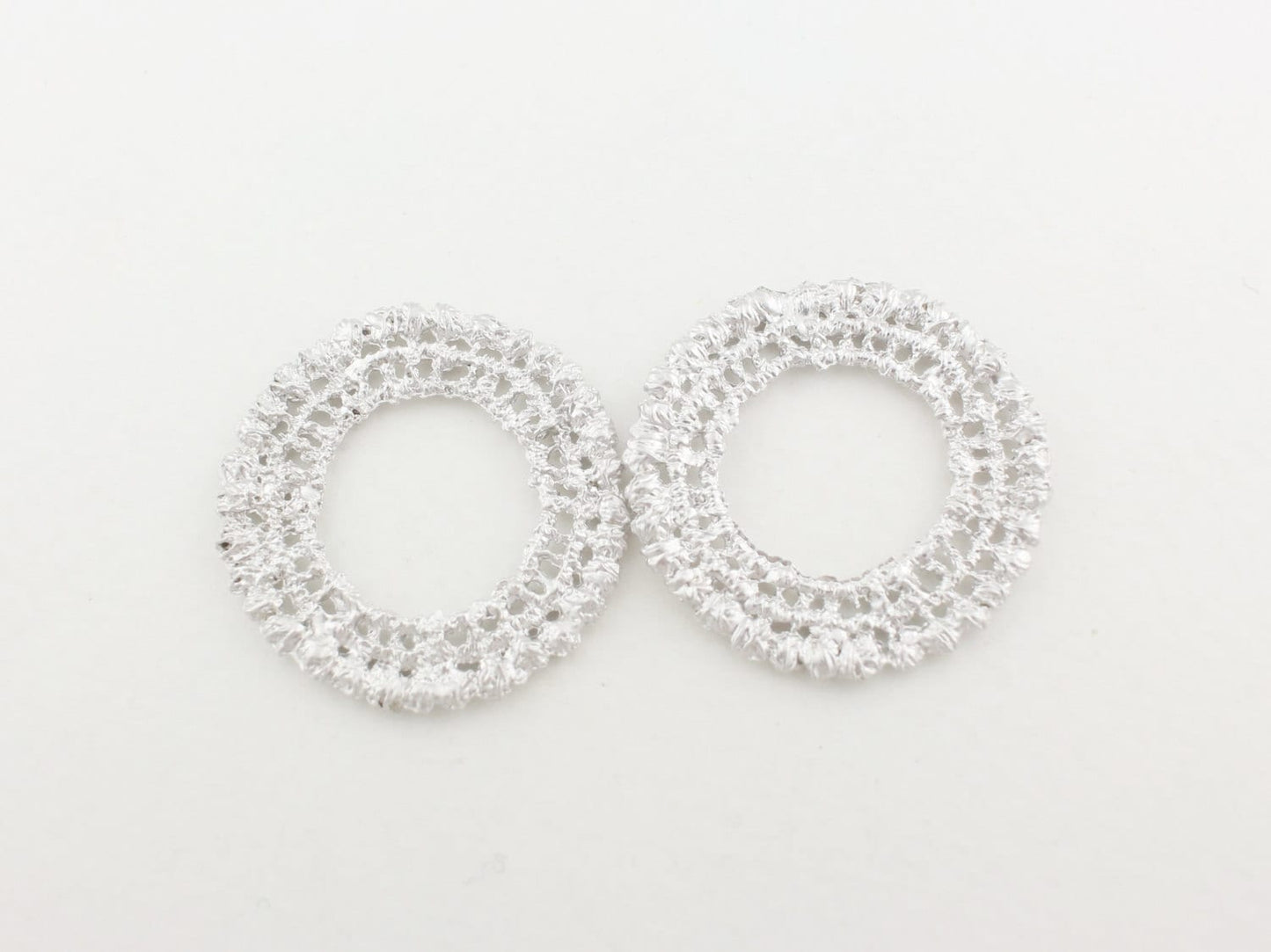 [P0007]4pcs/Lace Circle Pendant/Pewter/Matte Rhodium/26mm