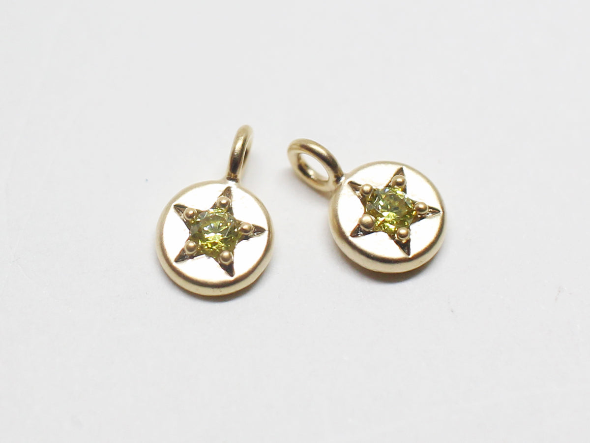 [P0940]2pcs/Mini Star Birthstone Charm/Brass/Matte Gold/4.8mm