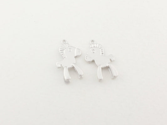 [P0082]2pcs/Pony Horse Pendant/Brass/Matte Rhodium/16 x 11 mm