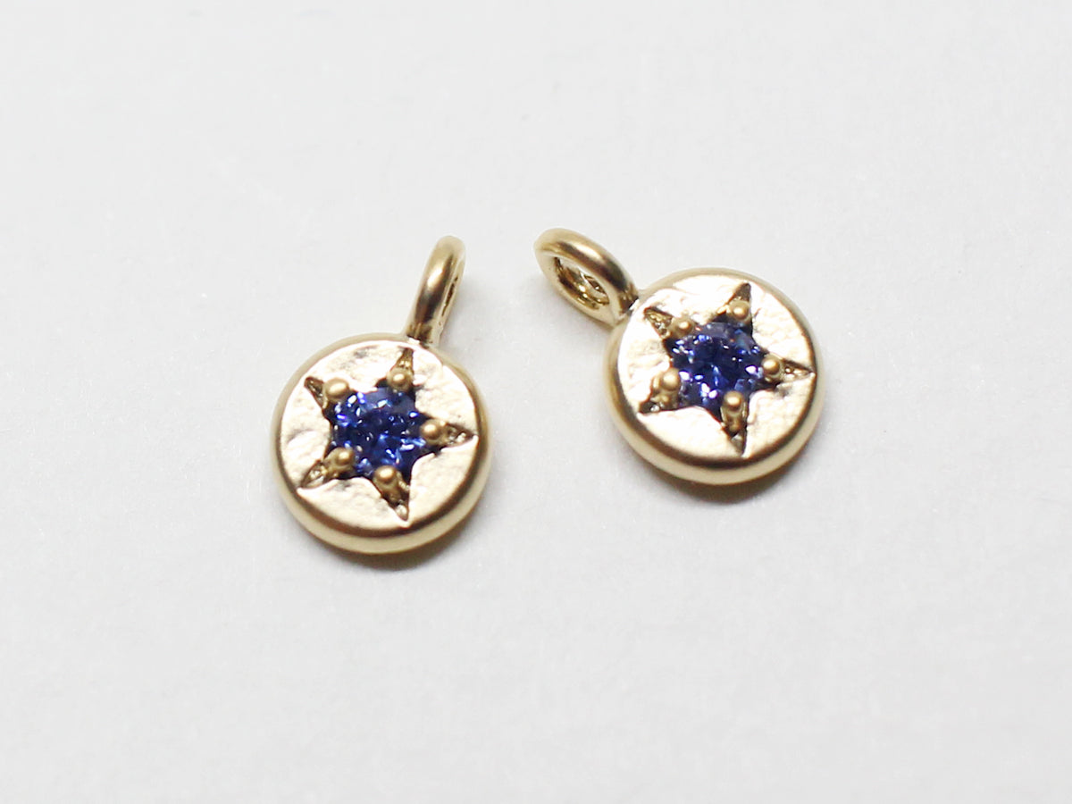 [P0940]2pcs/Mini Star Birthstone Charm/Brass/Matte Gold/4.8mm