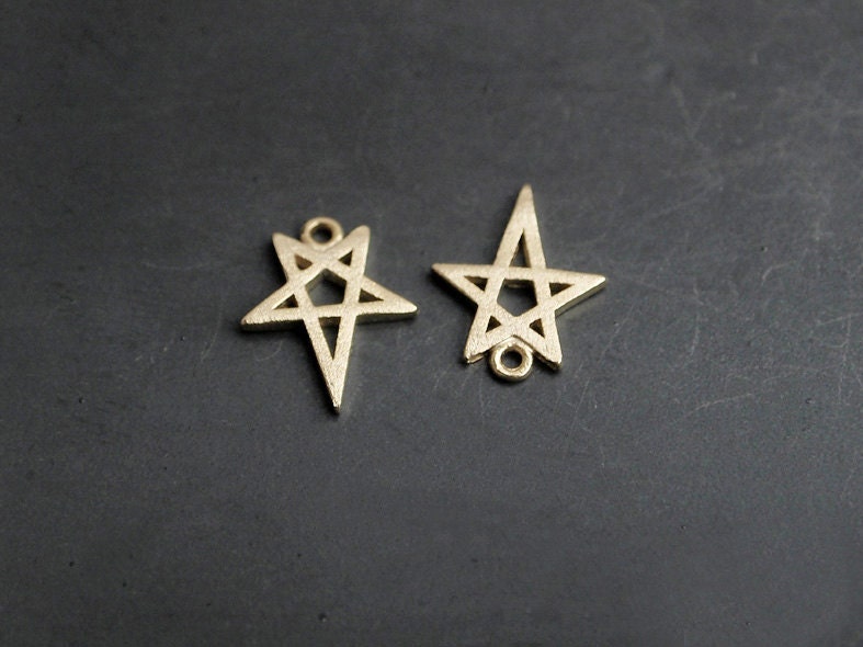 [P0092]2pcs/Star Pendant/Brass/Matte Gold/10 x 12mm