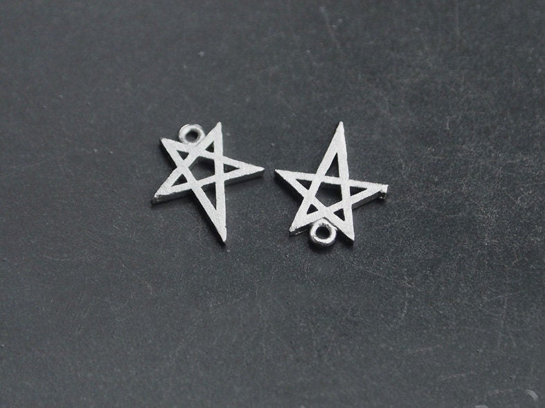 [P0092]2pcs/Star Pendant/Brass/Matte Rhodium/10 x 12mm