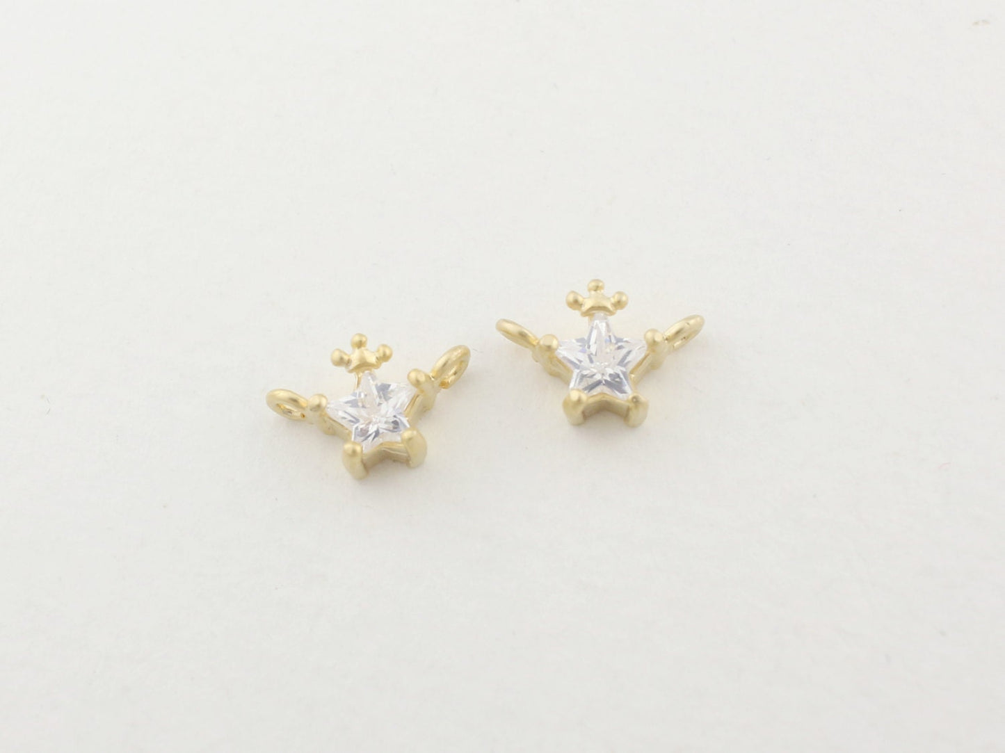 [P0095]4pcs/Cz Crown Star Pendant/Brass/Matte Gold/9.5 x 5.4mm