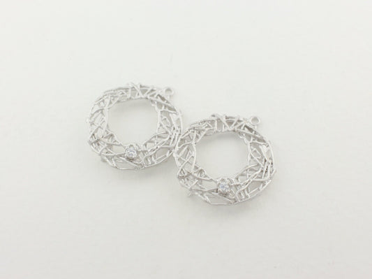 [P0099]2pcs/Circle nest pendant/Brass/Matte Rhodium/20mm