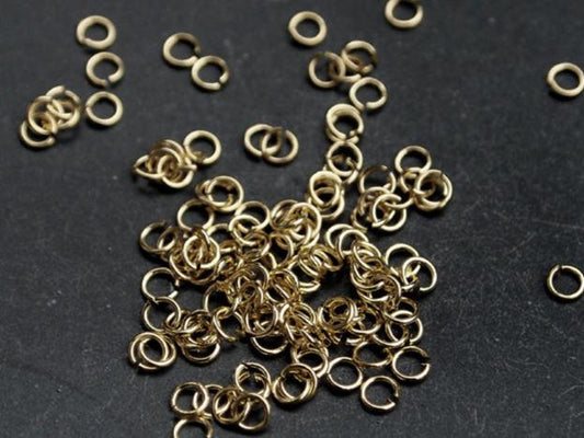 [B0001] 8g, approx 300pcs/2mm jump rings/Brass/Gold plated/0.6x2mm