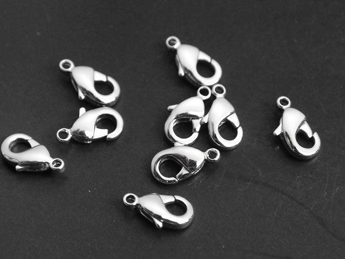 [B0006] 10pcs/Basic Lobster clasp/Brass/Rhodium plated/9.6x6mm