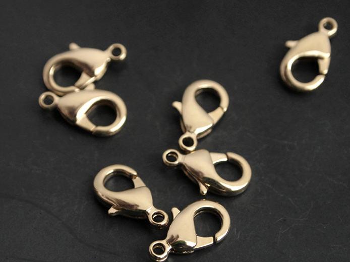 [B0007] 10pcs/Large Lobster clasp/Brass/Gold plated/15x9mm