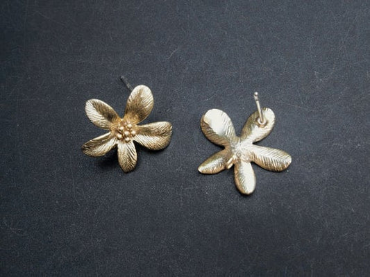 [E0002]/1 pair/Flower Bud Earrings/Brass/Gold/17x16mm