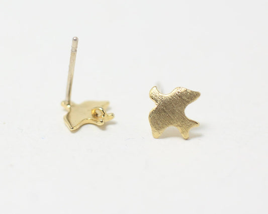 [E0004]/1 pair/Swallow Earrings/Brass/Gold/8x7.5mm