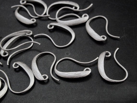 [E0006/1 pair/ Solid Line Hook/Brass/Matte Rhodium/18mm