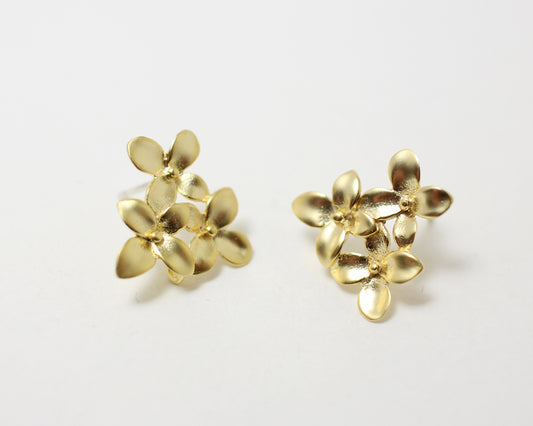 [E0007]/1 pair/Bouquet Earrings/Brass/Matte Gold/16x15mm