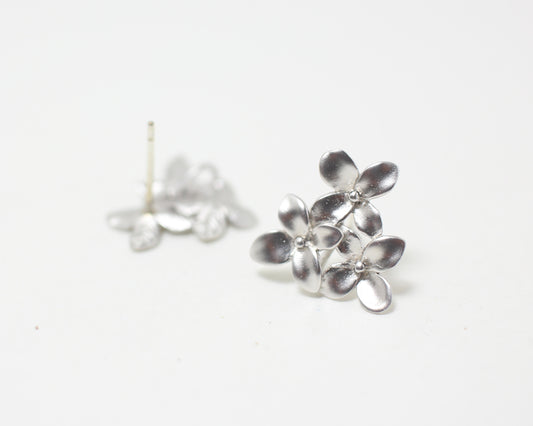 [E0007]/1 pair/Bouquet Earrings/Brass/Matte Rhodium/16x15mm