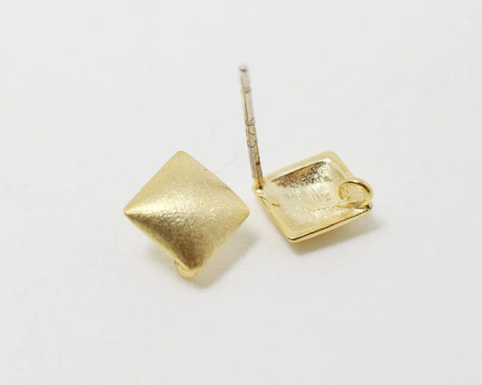 [E0013]/1 pair/Square Earrings/Brass/ Gold/6x6mm