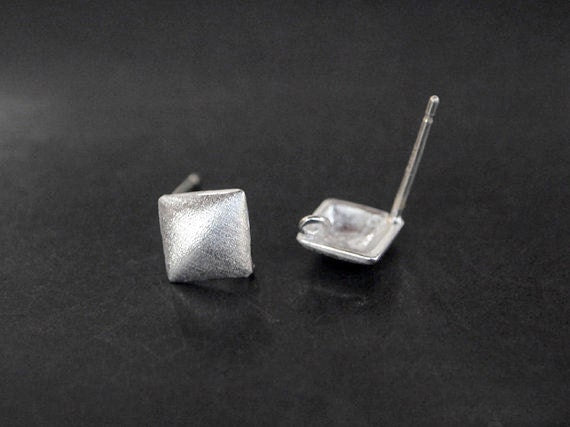 [E0013]/1 pair/Square Earrings/Brass/ Rhodium/6x6mm