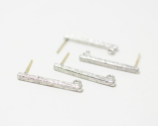 [E0017]/1 pair/Bar Earrings/Brass/Matte Rhodium/2x22mm